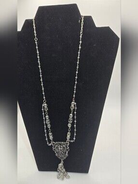 Filigree Necklace Rhinestone Beads in a Victorian Style Handmade Necklace